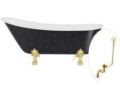 Vonia Besco Olaya Glam 160, Graphite+Gold, su sifonu su persipylimu Klik-klak Gold