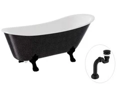 Vonia Besco Olaya Glam 160, Graphite+Juodas, su sifonu Klik-klak Juodas