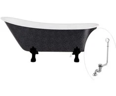 Vonia Besco Olaya Glam 160, Graphite+Juodas, su sifonu su persipylimu Klik-klak Chrome