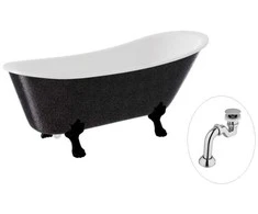 Vonia Besco Olaya Glam 160, Graphite+Juodas, su sifonu Klik-klak Chrome