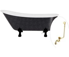 Vonia Besco Olaya Glam 160, Graphite+Juodas, su sifonu su persipylimu Klik-klak Gold