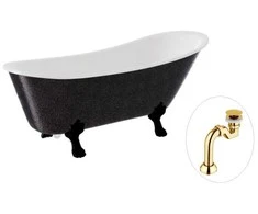 Vonia Besco Olaya Glam 160, Graphite+Juodas, su sifonu Klik-klak Gold