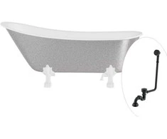 Vonia Besco Olaya Glam 160, Sidabrinis+Baltas, su sifonu su persipylimu Klik-klak Juodas