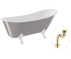 Vonia Besco Olaya Glam 160, Sidabrinis+Baltas, su sifonu Klik-klak Gold