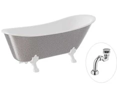 Vonia Besco Olaya Glam 160, Sidabrinis+Baltas, su sifonu Klik-klak Chrome