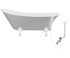 Vonia Besco Olaya Glam 160, Sidabrinis+Baltas, su sifonu su persipylimu Klik-klak Chrome