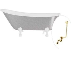 Vonia Besco Olaya Glam 160, Sidabrinis+Baltas, su sifonu su persipylimu Klik-klak Gold