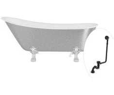 Vonia Besco Olaya Glam 160, Sidabrinis+Chrome, su sifonu su persipylimu Klik-klak Juodas
