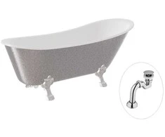 Vonia Besco Olaya Glam 160, Sidabrinis+Chrome, su sifonu Klik-klak Chrome