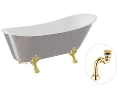 Vonia Besco Olaya Glam 160, Sidabrinis+Gold, su sifonu Klik-klak Gold