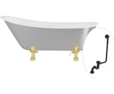 Vonia Besco Olaya Glam 160, Sidabrinis+Gold, su sifonu su persipylimu Klik-klak Juodas