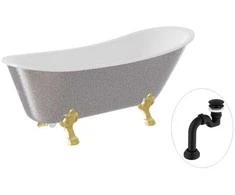 Vonia Besco Olaya Glam 160, Sidabrinis+Gold, su sifonu Klik-klak Juodas