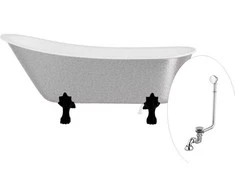 Vonia Besco Olaya Glam 160, Sidabrinis+Juodas, su sifonu su persipylimu Klik-klak Chrome
