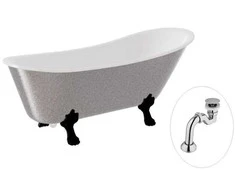 Vonia Besco Olaya Glam 160, Sidabrinis+Juodas, su sifonu Klik-klak Chrome