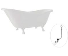 Vonia Besco Otylia 160, Baltas+Baltas, su sifonu su persipylimu Klik-klak Chrome