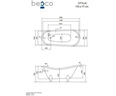 Vonia Besco Otylia 170, Baltas+Chrome (be sifono, su persipylimo skyle)