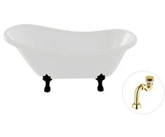 Vonia Besco Otylia 170, Baltas+Juodas, su sifonu Klik-klak Gold