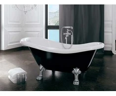 Vonia Besco Otylia B&amp;W 160, Juodas/Baltas+Chrome, su sifonu Klik-klak Chrome