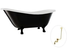 Vonia Besco Otylia B&amp;W 160, Juodas/Baltas+Juodas, su sifonu su persipylimu Klik-klak Gold