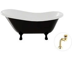 Vonia Besco Otylia B&amp;W 160, Juodas/Baltas+Juodas, su sifonu Klik-klak Gold