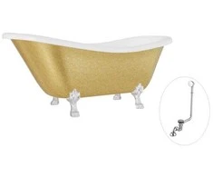 Vonia Besco Otylia Glam 160, Gold+Chrome, su sifonu su persipylimu Klik-klak Chrome