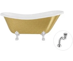 Vonia Besco Otylia Glam 160, Gold+Chrome, su sifonu Klik-klak Chrome
