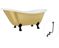 Vonia Besco Otylia Glam 160, Gold+Juodas, su sifonu su persipylimu Klik-klak Juodas