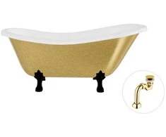 Vonia Besco Otylia Glam 160, Gold+Juodas, su sifonu Klik-klak Gold