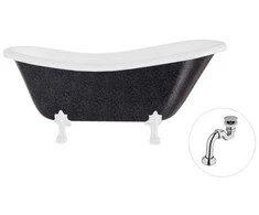 Vonia Besco Otylia Glam 160, Graphite+Baltas, su sifonu Klik-klak Chrome