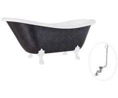 Vonia Besco Otylia Glam 160, Graphite+Baltas, su sifonu su persipylimu Klik-klak Chrome