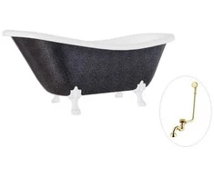 Vonia Besco Otylia Glam 160, Graphite+Baltas, su sifonu su persipylimu Klik-klak Gold