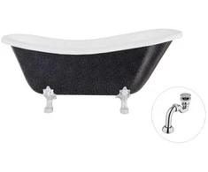Vonia Besco Otylia Glam 160, Graphite+Chrome, su sifonu Klik-klak Chrome