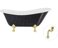 Vonia Besco Otylia Glam 160, Graphite+Gold, su sifonu Klik-klak Gold