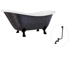 Vonia Besco Otylia Glam 160, Graphite+Juodas, su sifonu su persipylimu Klik-klak Juodas