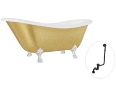 Vonia Besco Otylia Glam 170, Gold+Chrome, su sifonu su persipylimu Klik-klak Juodas