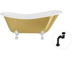 Vonia Besco Otylia Glam 170, Gold+Chrome, su sifonu Klik-klak Juodas