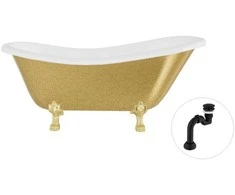 Vonia Besco Otylia Glam 170, Gold+Gold, su sifonu Klik-klak Juodas