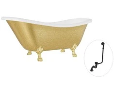Vonia Besco Otylia Glam 170, Gold+Gold, su sifonu su persipylimu Klik-klak Juodas