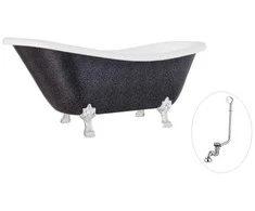 Vonia Besco Otylia Glam 170, Graphite+Chrome, su sifonu su persipylimu Klik-klak Chrome