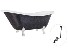 Vonia Besco Otylia Glam 170, Graphite+Chrome, su sifonu su persipylimu Klik-klak Juodas