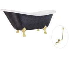 Vonia Besco Otylia Glam 170, Graphite+Gold, su sifonu su persipylimu Klik-klak Gold