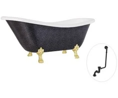 Vonia Besco Otylia Glam 170, Graphite+Gold, su sifonu su persipylimu Klik-klak Juodas