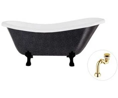 Vonia Besco Otylia Glam 170, Graphite+Juodas, su sifonu Klik-klak Gold
