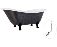 Vonia Besco Otylia Glam 170, Graphite+Juodas, su sifonu su persipylimu Klik-klak Chrome