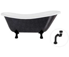 Vonia Besco Otylia Glam 170, Graphite+Juodas, su sifonu Klik-klak Juodas