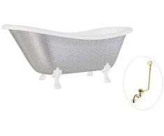 Vonia Besco Otylia Glam 170, Sidabrinis+Baltas, su sifonu su persipylimu Klik-klak Gold