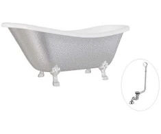 Vonia Besco Otylia Glam 170, Sidabrinis+Chrome, su sifonu su persipylimu Klik-klak Chrome