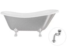 Vonia Besco Otylia Glam 170, Sidabrinis+Chrome, su sifonu Klik-klak Chrome