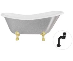 Vonia Besco Otylia Glam 170, Sidabrinis+Gold, su sifonu Klik-klak Juodas