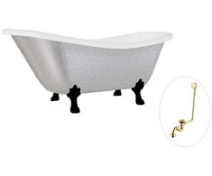 Vonia Besco Otylia Glam 170, Sidabrinis+Juodas, su sifonu su persipylimu Klik-klak Gold